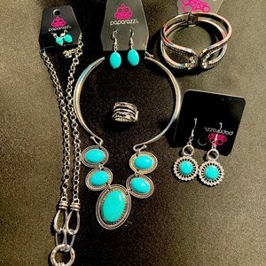 Turquoise Blue Crackle Stone and Silver. Five Piece Set for $20.00